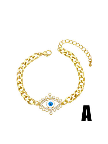 Bracelet Vintage Laiton Cubic Zirconia Evil Eye