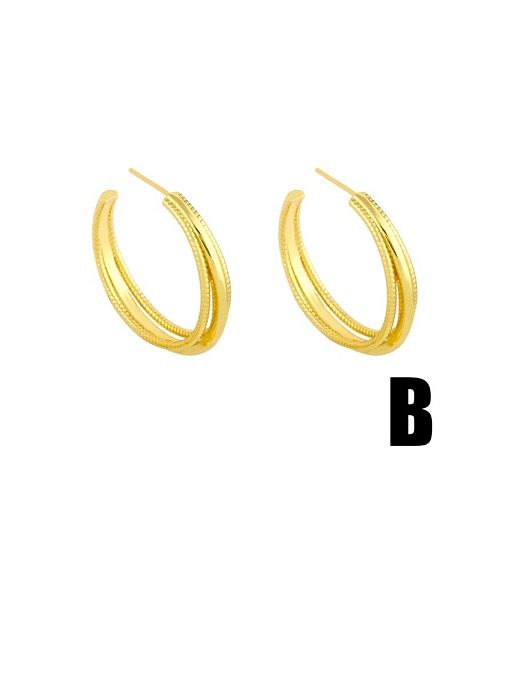 Brass Cubic Zirconia Smiley Vintage Hoop Earring