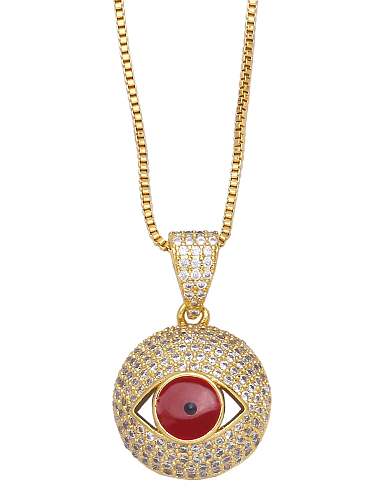 Brass Cubic Zirconia Evil Eye Vintage Necklace