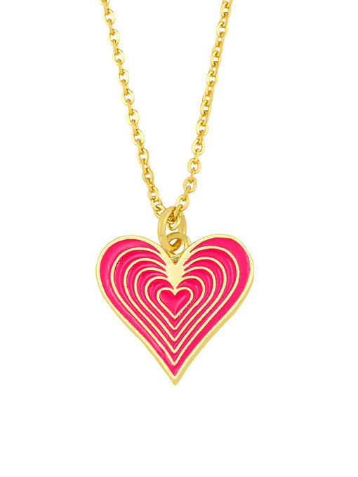 Brass Enamel Minimalist Heart Pendnat Necklace