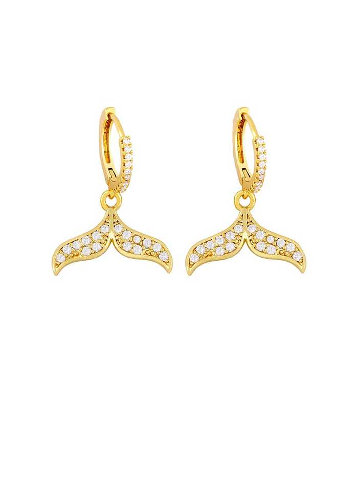 Brass Cubic Zirconia Fish Vintage Huggie Earring