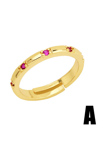 Brass Cubic Zirconia Geometric Minimalist Band Ring