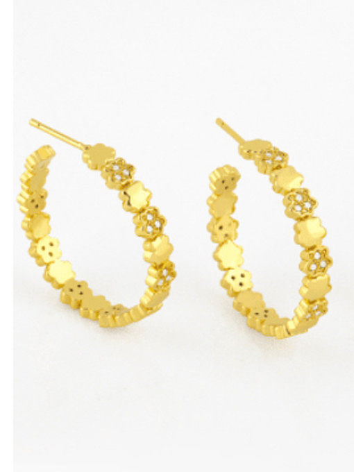 Brass Rhinestone Geometric Vintage Hoop Earring