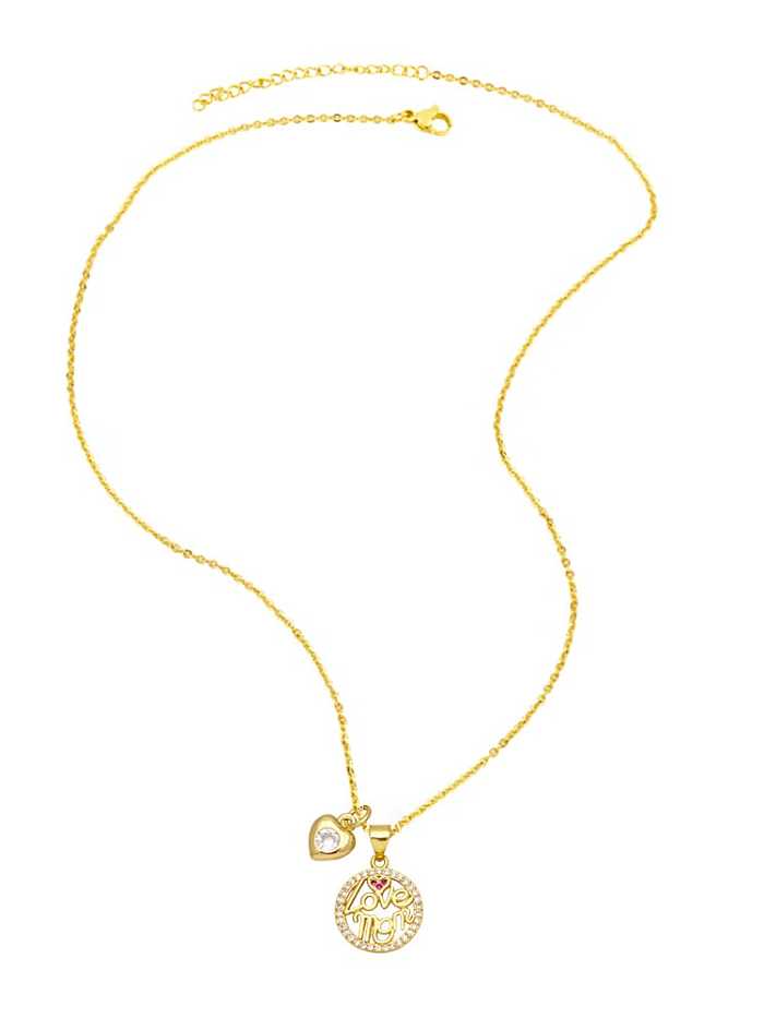 Messing Zirkonia minimalistische Herz-Anhänger-Halskette