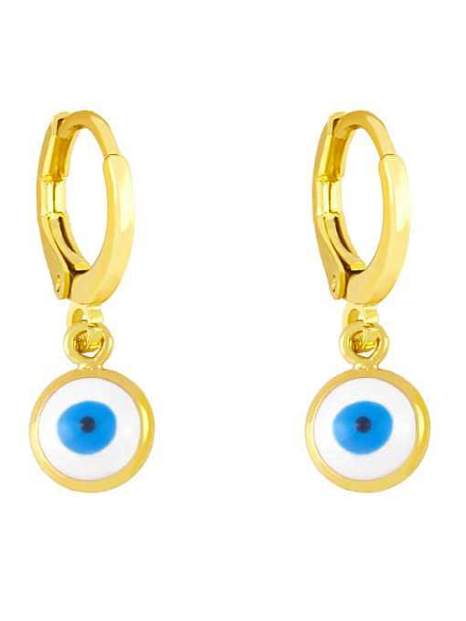 Brass Enamel Evil Eye Minimalist Huggie Earring