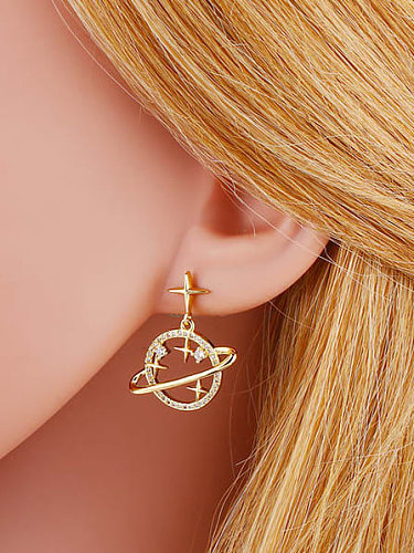 Brass Cubic Zirconia Star Minimalist Drop Earring