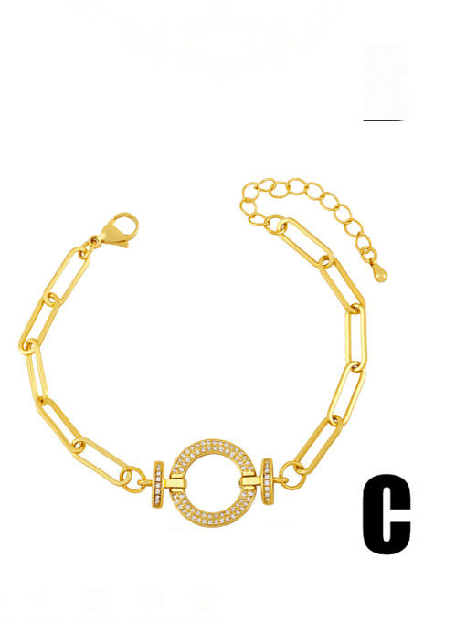 Brass Cubic Zirconia Star Artisan Hollow Chain Bracelet