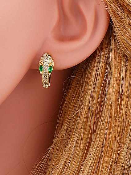 Brass Cubic Zirconia Snake Cute Stud Earring