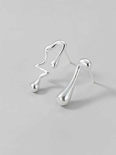 925 Sterling Silver Minimalist Geometric Asymmetrical Note Stud Earring