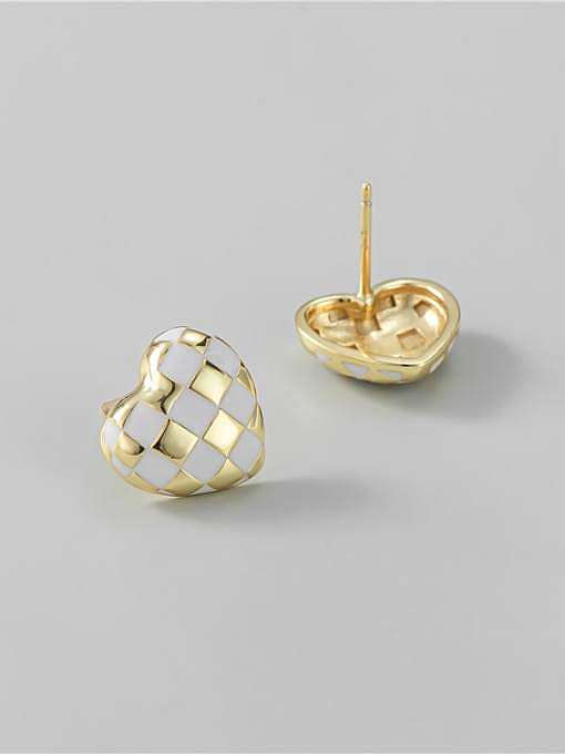 Boucles d'oreilles minimalistes en forme de coeur en émail en argent sterling 925