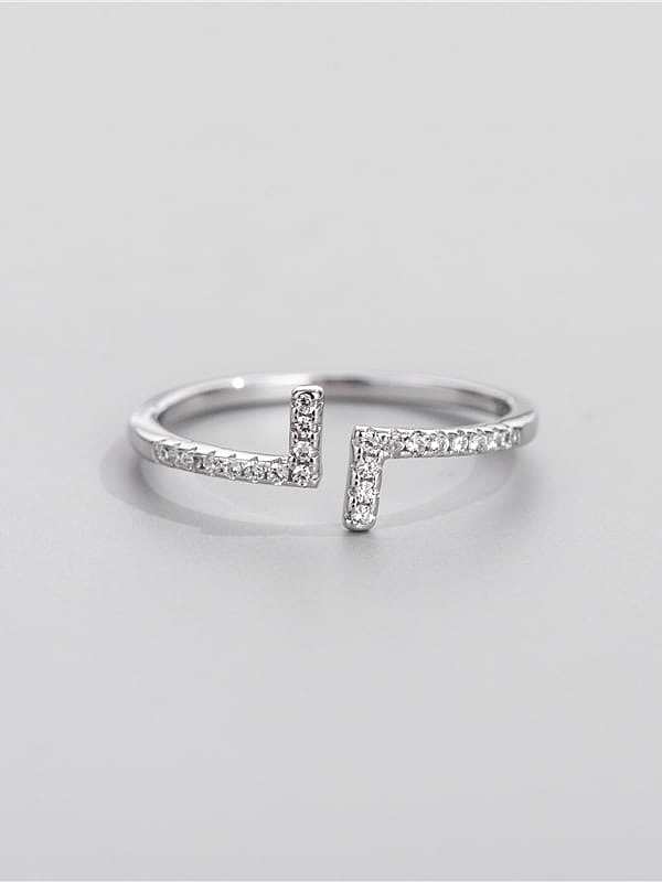 925 Sterling Silver Cubic Zirconia Geometric Minimalist Band Ring