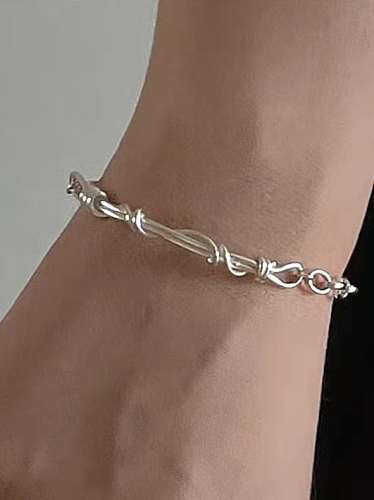 925 Sterling Silver Geometric Minimalist Winding Braided Irregular Bracelet