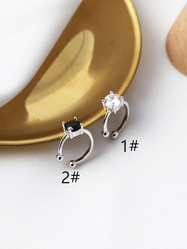 925 Sterling Silver Cubic Zirconia White Geometric Minimalist Clip Earring