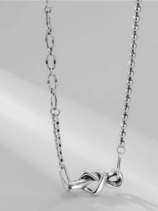 925 Sterling Silber Knoten Herz Vintage asymmetrische Kette Halskette