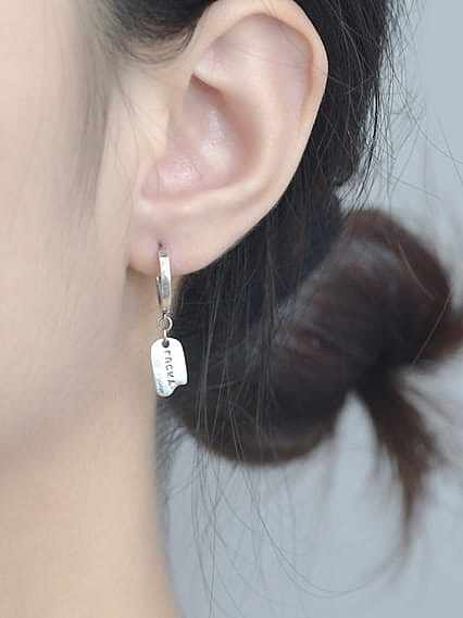 925 Sterling Silver Asymmetric Geometric Vintage Huggie Earring