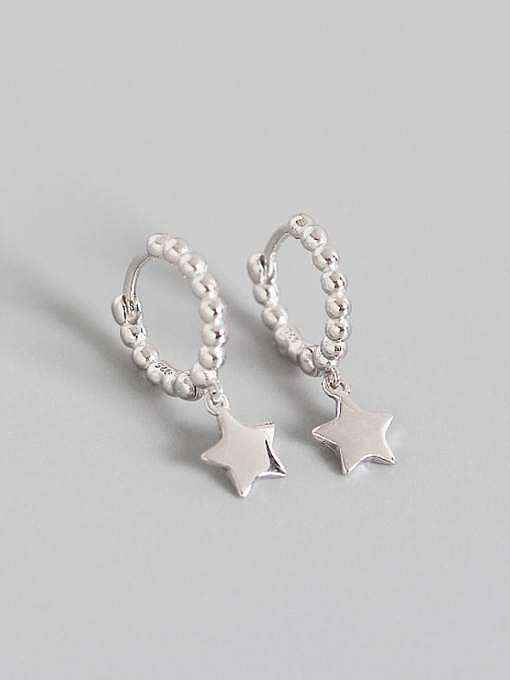 925 Sterling Silver Cubic Zirconia Star Artisan Huggie Earring