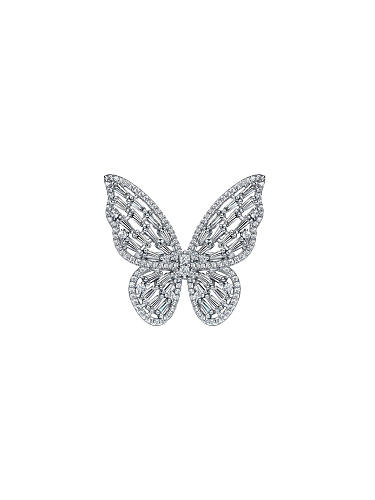 Anel delicado de borboleta de diamante de prata esterlina 925 com alto teor de carbono