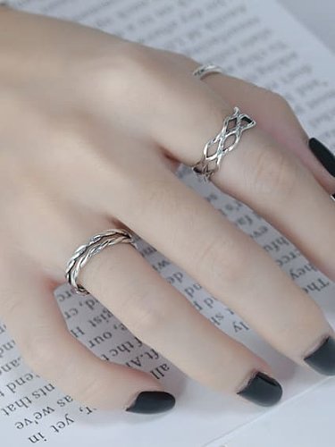925 Sterling Silver Hollow Geometric Vintage Stackable Ring