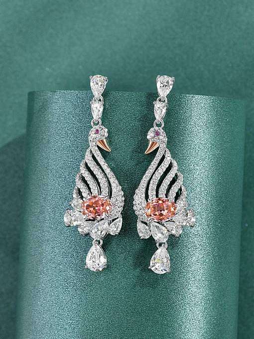 925 Sterling Silver High Carbon Diamond Swan Luxury Cluster Earring