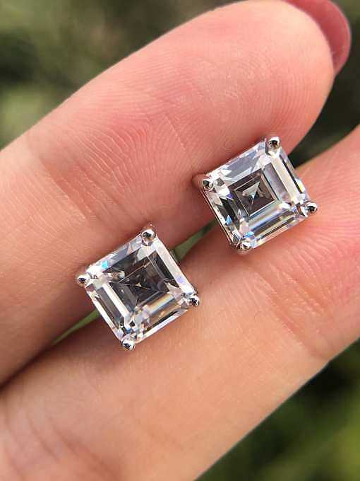 925 Sterling Silber High Carbon Diamant klarer geometrischer Ohrring