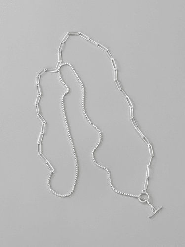 925 الفضة الاسترليني سلسلة هندسية مجوفة الحد الأدنى قلادة طويلة حبلا