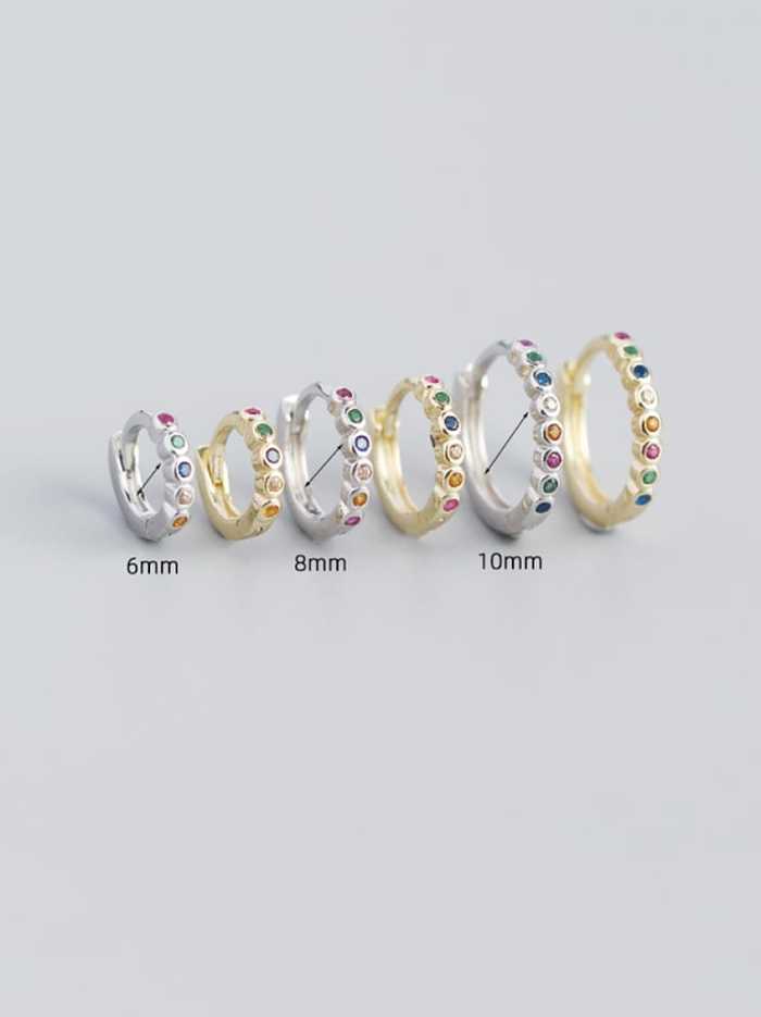 925 Sterling Silver Rhinestone Geometric Minimalist Huggie Earring