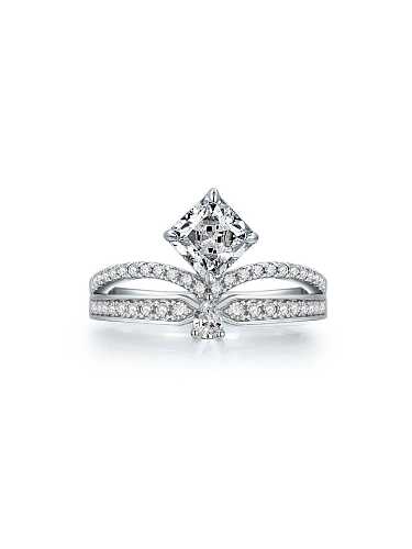 Anillo de lujo con corona de diamantes de alto contenido en carbono de plata de ley 925