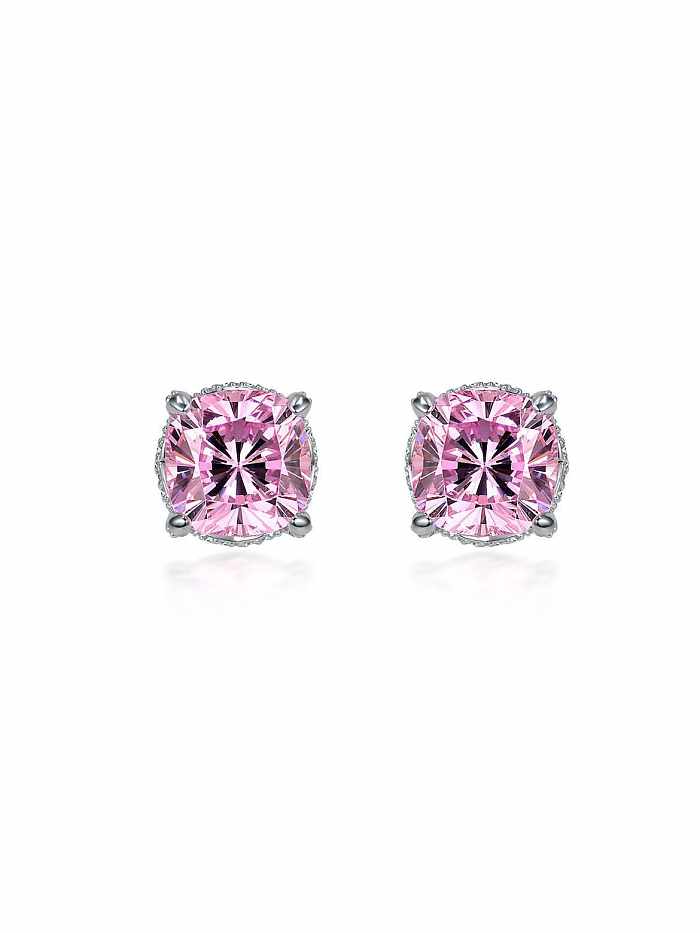 925 Sterling Silver High Carbon Diamond Geometric Luxury Stud Earring