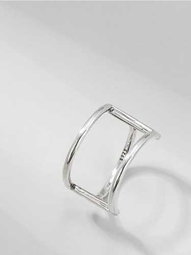 925 Sterling Silver Geometric Vintage Double Layer Line Band Ring