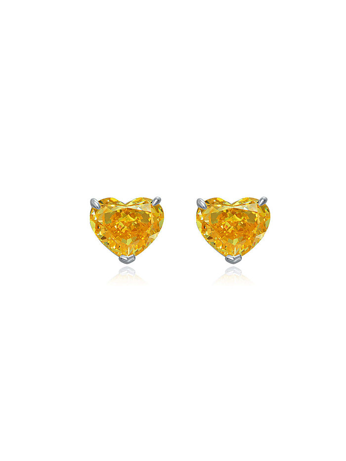 925 Sterling Silver High Carbon Diamond Heart Dainty Earring