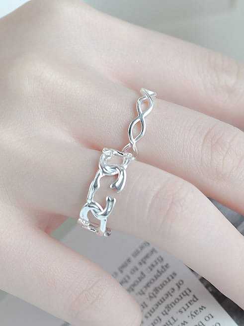 925 Sterling Silver Hollow Irregular Minimalist Band Ring