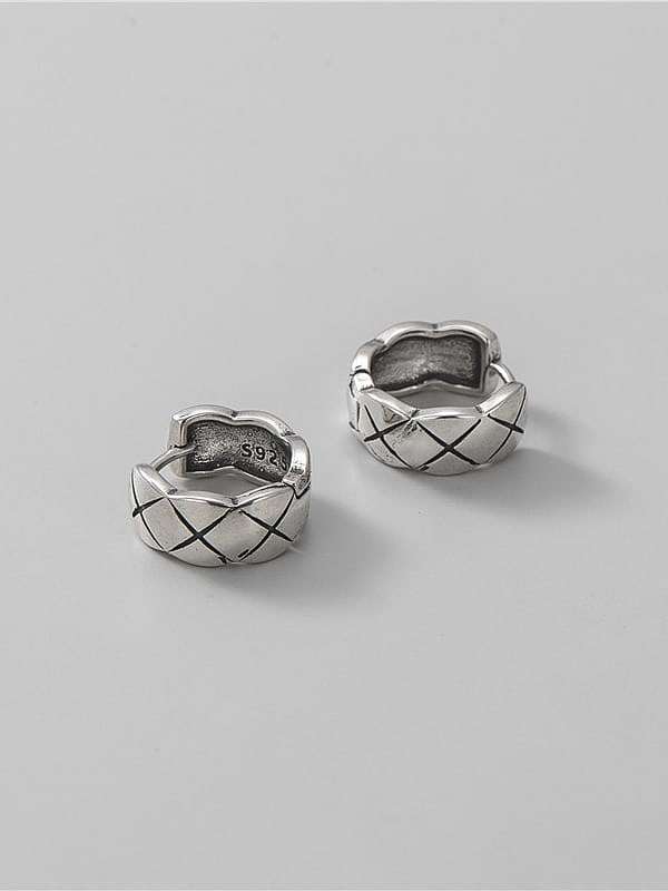 Boucles d'oreilles Huggie vintage géométriques en argent sterling 925