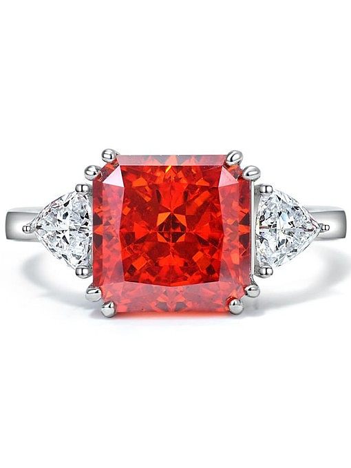 925 Sterling Silver High Carbon Diamond Geometric Luxury Ring
