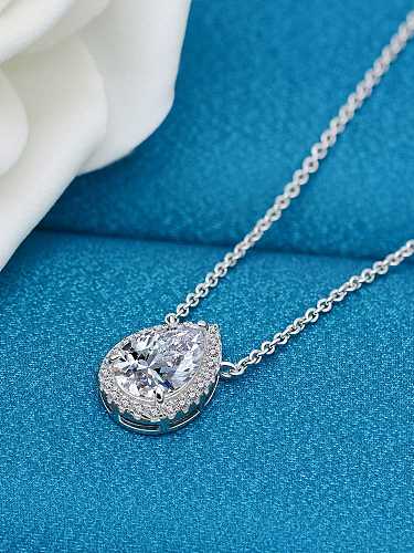 Colar delicado de prata esterlina 925 alto carbono diamante gota de água