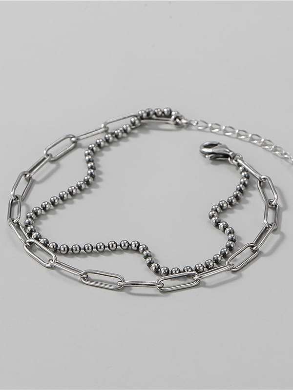 925 Sterling Silver Bead Cross Vintage Strand Bracelet