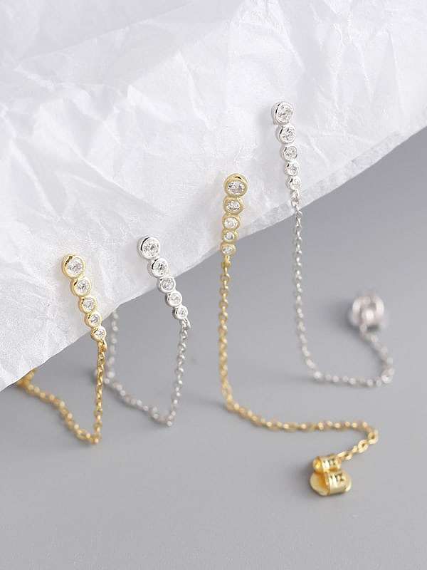 925 Sterling Silver Rhinestone White Geometric Trend Huggie Earring