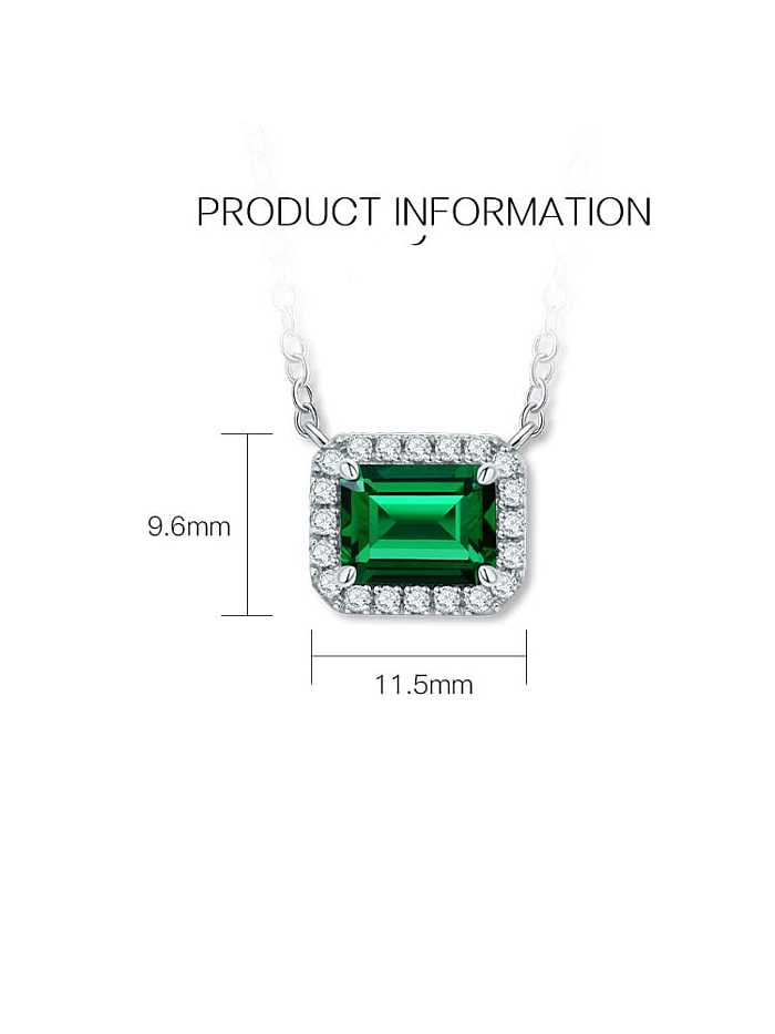 Colar delicado geométrico de prata esterlina 925 alto carbono diamante verde