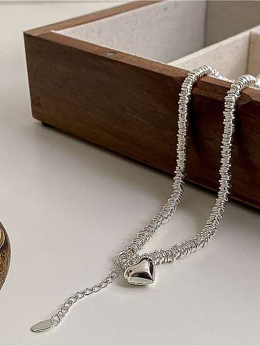 925 Sterling Silver Heart Trend Cuban Necklace