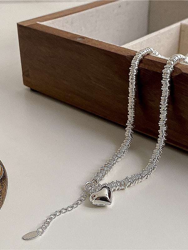 Collier cubain tendance coeur en argent sterling 925