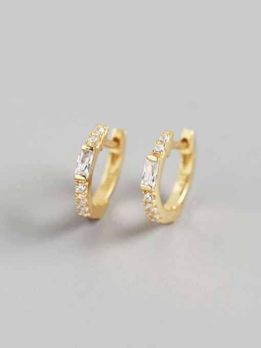 925 Sterling Silver Rhinestone White Geometric Trend Huggie Earring