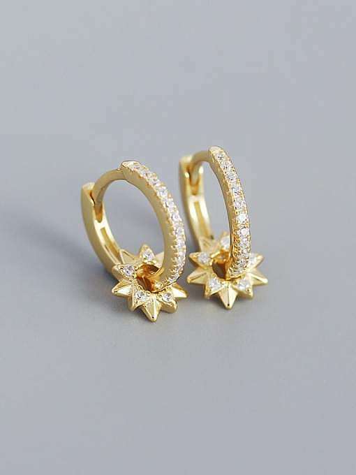 925 Sterling Silver Cubic Zirconia Five-pointed star Minimalist Huggie Earring