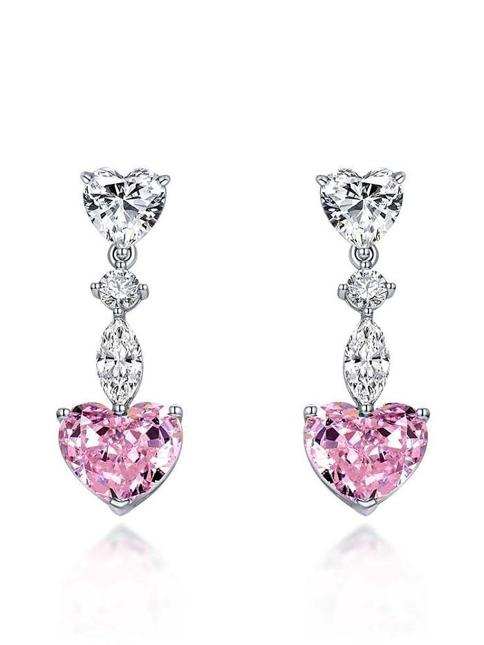 925 Sterling Silver High Carbon Diamond Heart Luxury Drop Earring