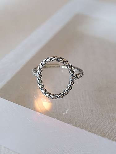 925 Sterling Silver Geometric Vintage Band Ring