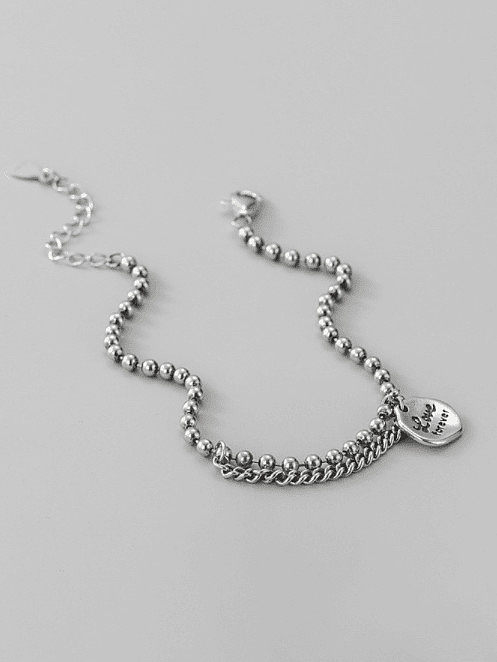 925 Sterling Silver Letter Vintage Beaded Bracelet