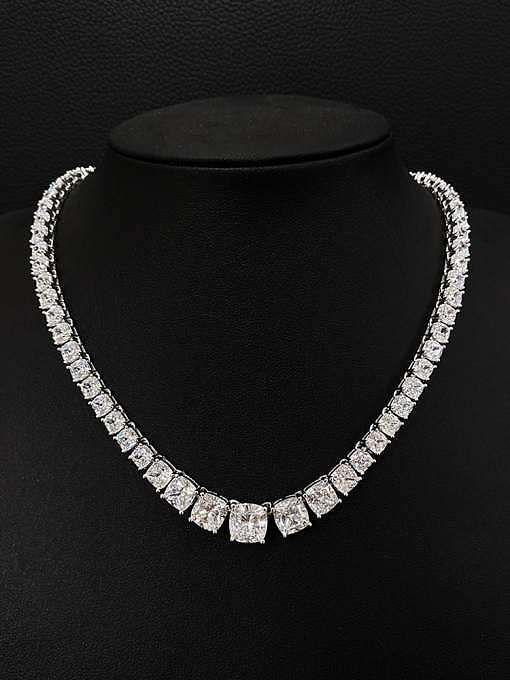 Geometrische Luxus-Halskette aus 925er Sterlingsilber mit hohem Kohlenstoffgehalt und Diamanten in Gelb