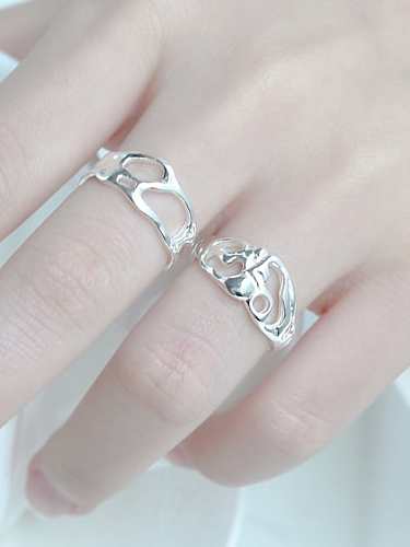 925 Sterling Silver Hollow Irregular Vintage Band Ring