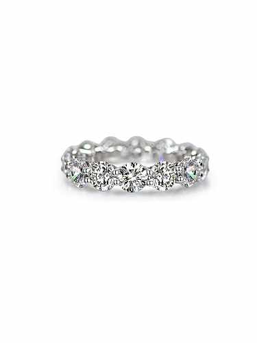 Anel de prata esterlina 925 alto carbono diamante branco com aliança delicada