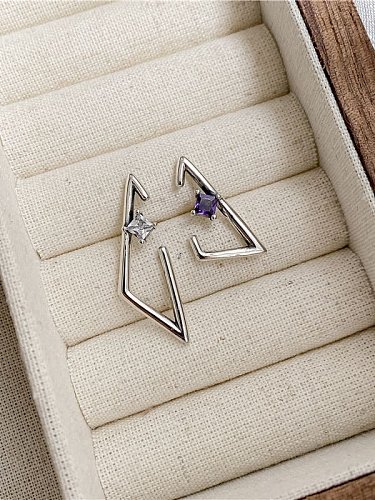 925 Sterling Silver Cubic Zirconia Triangle Vintage Stud Earring