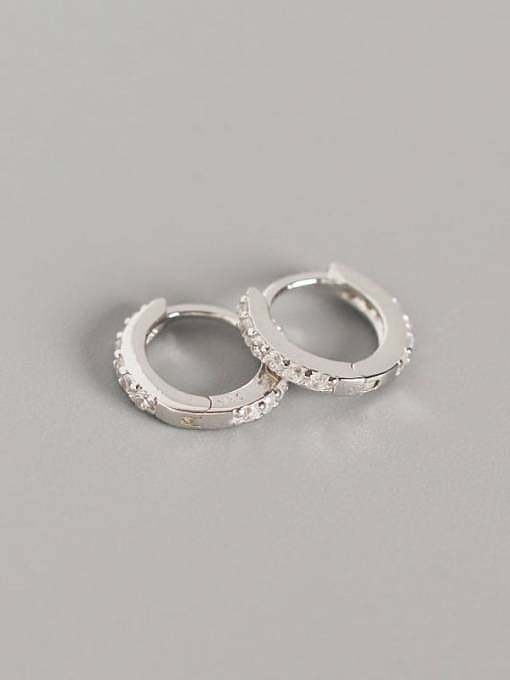 925 Sterling Silver Cubic Zirconia White Geometric Dainty Huggie Earring