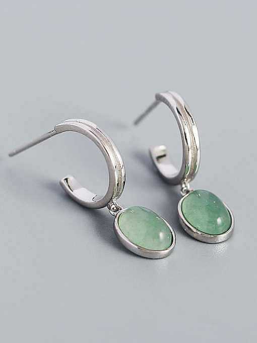 925 Sterling Silver Jade Geometric Vintage Drop Earring